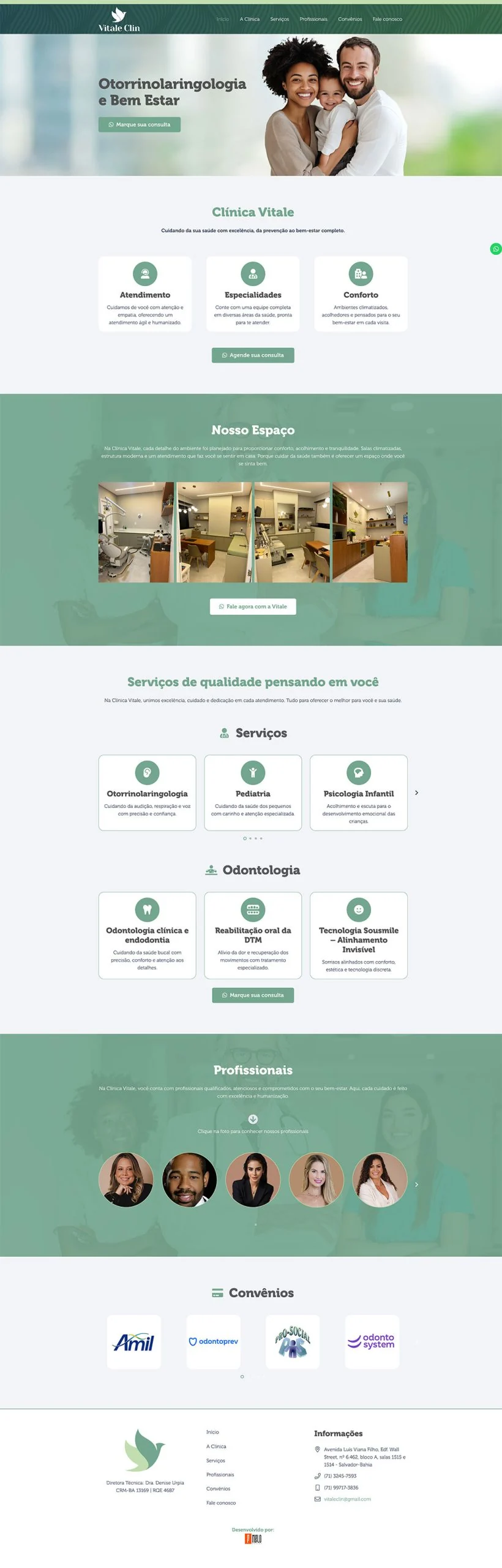 Vitaleclin — layout completo do site